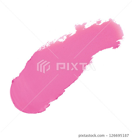Smear and texture of cream lipstick or acrylic paint isolated on white background. 126695187