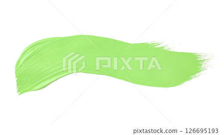 Acrylic green paint brush track blank art isolated on the white background 126695193