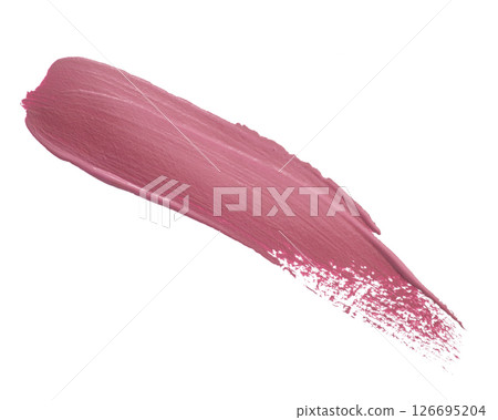 Acrylic pink paint brush track blank art isolated on the white background 126695204