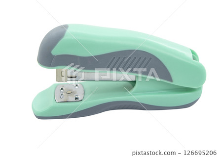 Green professional stapler isolated on white background Green professional stapler isolated on white background 126695206