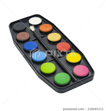 palette of watercolors paint isolated on the white 126695213