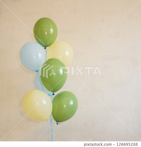 Air balloons multicolred on color background Air balloons multicolred on color background 126695288