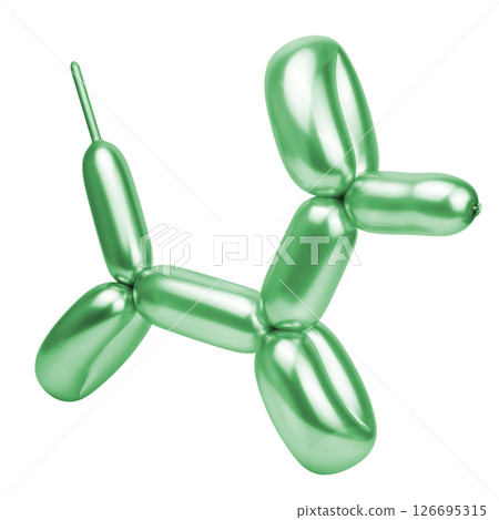 Bright green balloon dog figure isolated on the white background 126695315