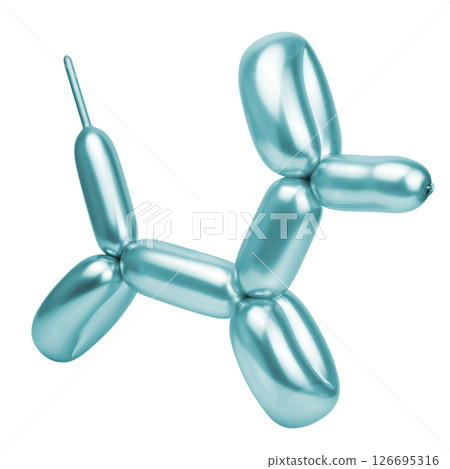 Bright green balloon dog figure isolated on the white background 126695316
