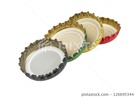 Bottle metal cap for beer or soda isolated on the white background 126695344