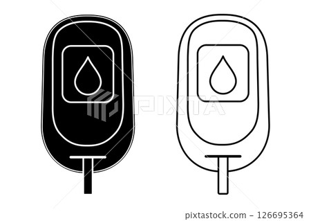 Glucose Meter Icon, Line and Solid Style in Black and White for Diabetes and Medical Use Glucose Meter Icon, Line and Solid Style in Black and White for Diabetes and Medical Use 126695364