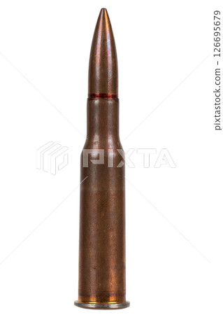 7.62x54R Mosin-Nagant cartridge isolated on the white 126695679