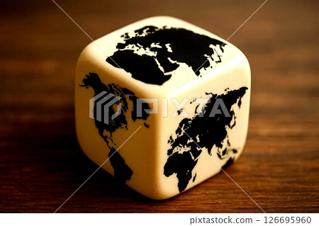 Cube with World Map Illustration 126695960
