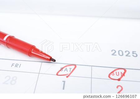Calendar Saturday and Sunday Close-up Calendar Saturday and Sunday Close-up 126696107