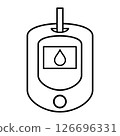 Glucose Meter Icon Line Style Black and White Vector for Diabetes and Medical Use 126696331