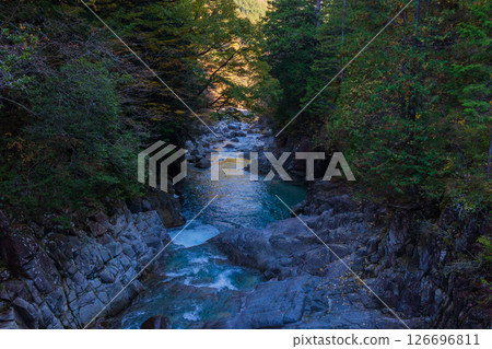 Autumn in Okusa Village, Nagano Prefecture: Autumn leaves in Atera Valley, Ushigafuchi Autumn in Okusa Village, Nagano Prefecture: Autumn leaves in Atera Valley, Ushigafuchi 126696811