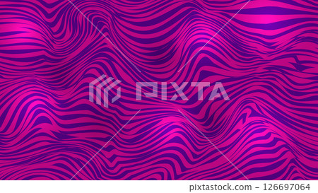 Abstract neon background. Bright wavy background. Synthwave sci-fi backdrop. Vector template for your creative design. 126697064