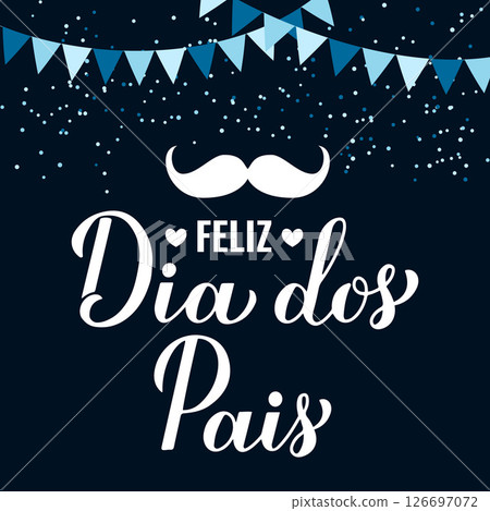 Happy Fathers Day in Portuguese language.  Calligraphy hand lettering. Vector template for Fathers Day card,  banner, typography poster, flyer, etc. Happy Fathers Day in Portuguese language.  Calligraphy hand lettering. Vector template for Fathers Day card,  banner, typography poster, flyer, etc. 126697072
