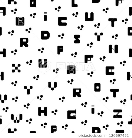 English alphabet, seamless pattern with black and white letters 126697431