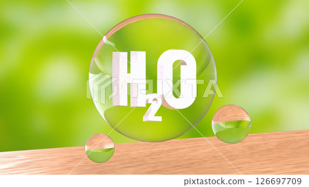 The H2O in bubble for ECO concept 3d Rendering. The H2O in bubble for ECO concept 3d Rendering. 126697709