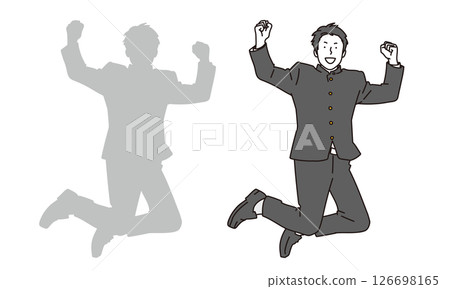 Illustration material of male students jumping 126698165
