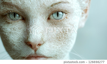 A face that resembles a hybrid of a human and a cat 126698277