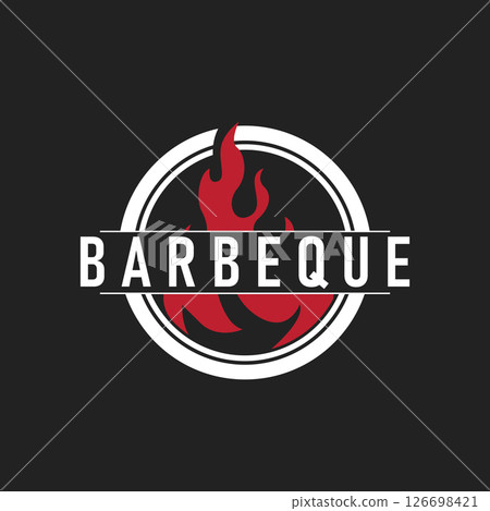 retro vintage concept logo design barbeque bbq grill with simple concept of meat grill, symbol template illustration with fire and spatula design for restaurant brand, bar, cafe, shop retro vintage concept logo design barbeque bbq grill with simple concept of meat grill, symbol template illustration with fire and spatula design for restaurant brand, bar, cafe, shop 126698421