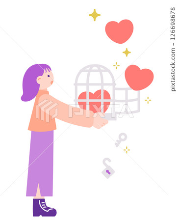 女人解放心靈的插畫:靈性解放與自由的隱喻 女人解放心靈的插畫:靈性解放與自由的隱喻 126698678