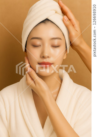 穿著浴袍的女人，美容院 126698910