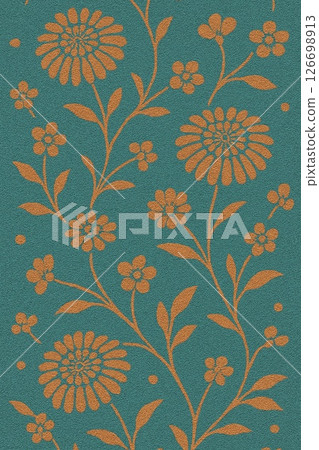 橙色花朵圖案背景材料 126698913