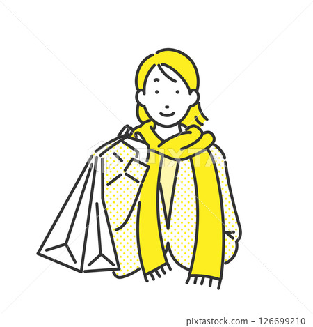 A woman wearing a scarf enjoying shopping 126699210