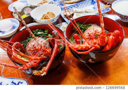 Lobster miso soup and dried horse mackerel. A delicious breakfast at a guesthouse. Hirizo Hama Nakagi Minamiizu Town Izu Peninsula Shizuoka Prefecture 2024 126699568