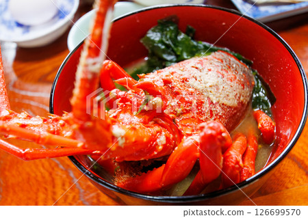 Lobster miso soup and dried horse mackerel. A delicious breakfast at a guesthouse. Hirizo Hama Nakagi Minamiizu Town Izu Peninsula Shizuoka Prefecture 2024 126699570