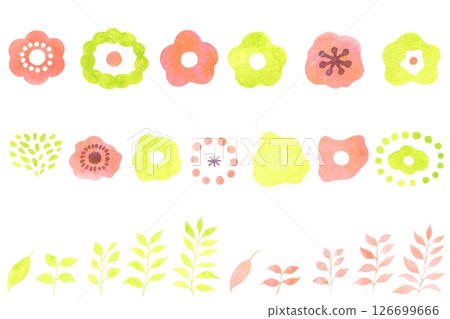 Watercolor Nordic floral pattern set Watercolor Nordic floral pattern set 126699666