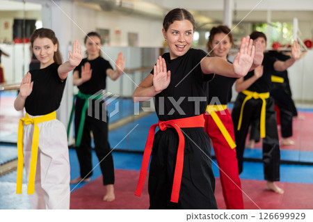 Women in sportswear in self-defense training 126699929