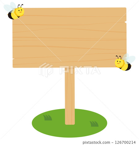 可愛的蜜蜂和招牌框架插圖 126700214