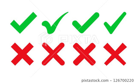 Check mark and cross symbols 126700220
