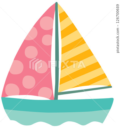 豐富多彩的遊艇插畫向量素材 126700689