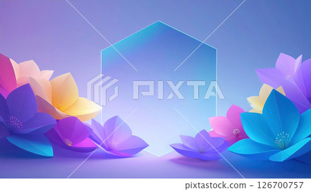 彩色花卉框架和漸變背景插圖 126700757