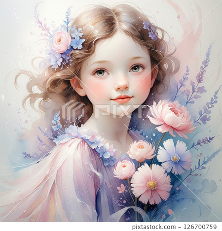 Flowers and dress, beautiful girl, pretty, watercolor, icon, AI Flowers and dress, beautiful girl, pretty, watercolor, icon, AI 126700759