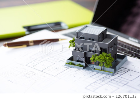 房屋圖紙、房屋和計算機 126701132