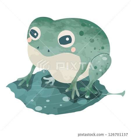 Illustration of a frog on a leaf Illustration of a frog on a leaf 126701137