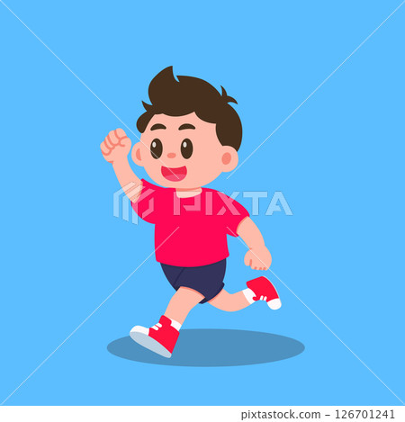 Cute Cartoon Boy Running character design Cute Cartoon Boy Running character design 126701241