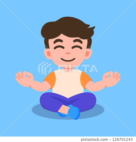 Cute Kid Meditating Character design Cute Kid Meditating Character design 126701243