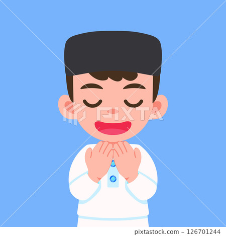 Cute Muslim Boy Praying Character design Cute Muslim Boy Praying Character design 126701244