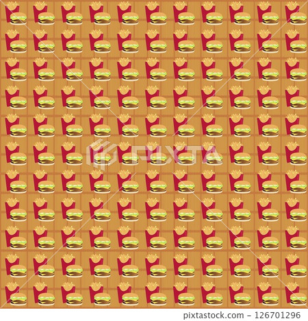 Hamburger and fries wallpaper illustration 126701296