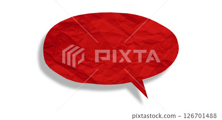 Red speech bubble crumpled paper isolated on transparent background 126701488