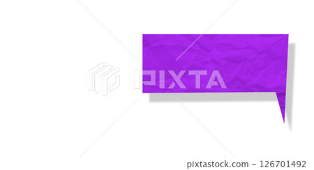 Purple speech bubble crumpled paper isolated on transparent background 126701492