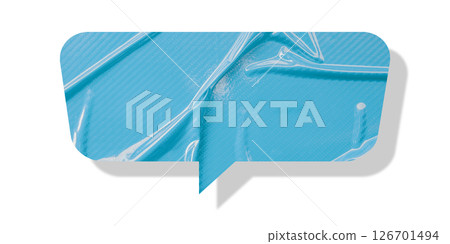 Light blue speech bubble crumpled paper isolated on transparent background 126701494