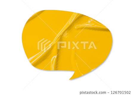 Yellow speech bubble crumpled paper isolated on transparent background Yellow speech bubble crumpled paper isolated on transparent background 126701502