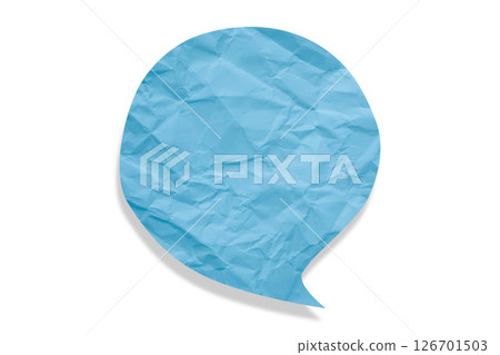 Light blue speech bubble crumpled paper isolated on transparent background 126701503