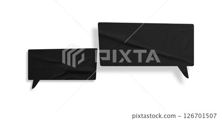 Black speech bubble crumpled paper isolated on transparent background 126701507