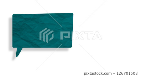 Green speech bubble crumpled paper isolated on transparent background 126701508
