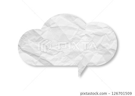 White speech bubble crumpled paper isolated on transparent background 126701509