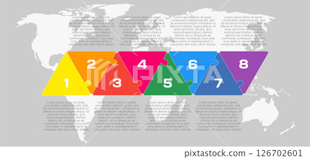 Puzzle diagram infographic process on 8 steps Puzzle diagram infographic process on 8 steps 126702601